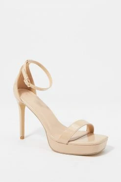 Stitches Ladies Heels Patent Faux-Leather Ankle Strap Stiletto High Heel 26 Stitches Ladies Heels Patent Faux-Leather Ankle Strap Stiletto High Heel