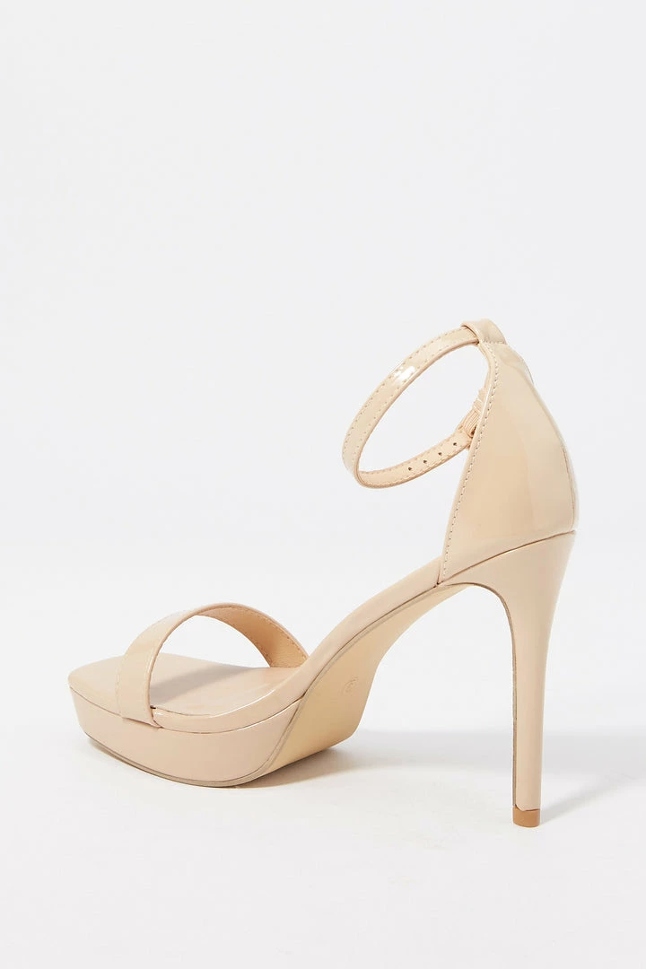 Stitches Ladies Heels Patent Faux-Leather Ankle Strap Stiletto High Heel 13 Stitches Ladies Heels Patent Faux-Leather Ankle Strap Stiletto High Heel