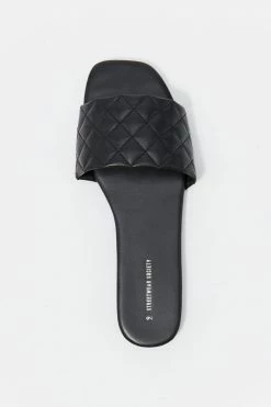 Stitches Ladies Faux-Leather Quilted Band Square Toe Sandal Sandals