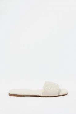 Stitches Ladies Faux-Leather Quilted Band Square Toe Sandal Sandals