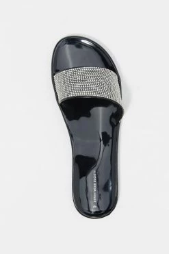 Stitches Ladies Large Rhinestone Band Jelly Sandal