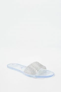 Stitches Ladies Large Rhinestone Band Jelly Sandal