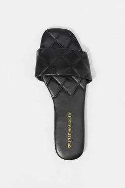 Stitches Ladies Faux-Leather Quilted Band Embossed Sole Sandal