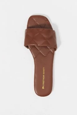 Stitches Ladies Faux-Leather Quilted Band Embossed Sole Sandal