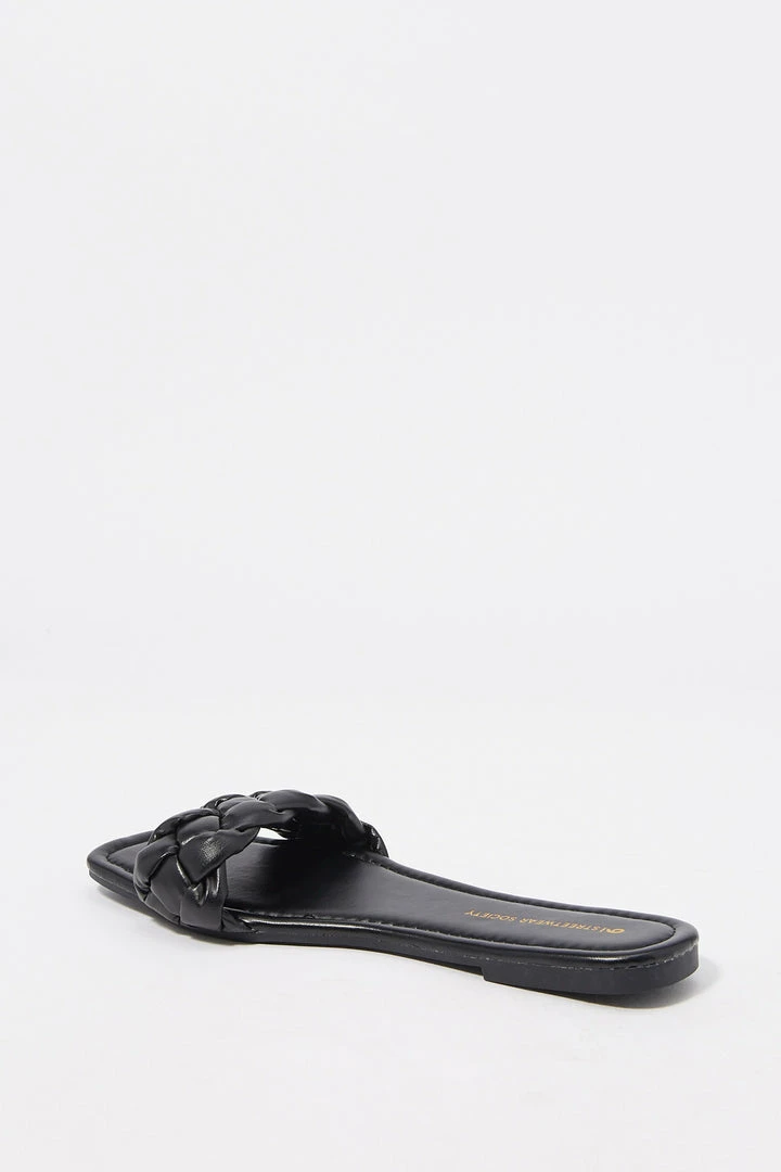 Stitches Ladies Sandals Faux-Leather Thick Woven Band Square Toe Sandal 8 Stitches Ladies Sandals Faux-Leather Thick Woven Band Square Toe Sandal