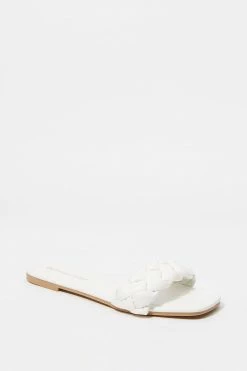 Stitches Ladies Sandals Faux-Leather Thick Woven Band Square Toe Sandal