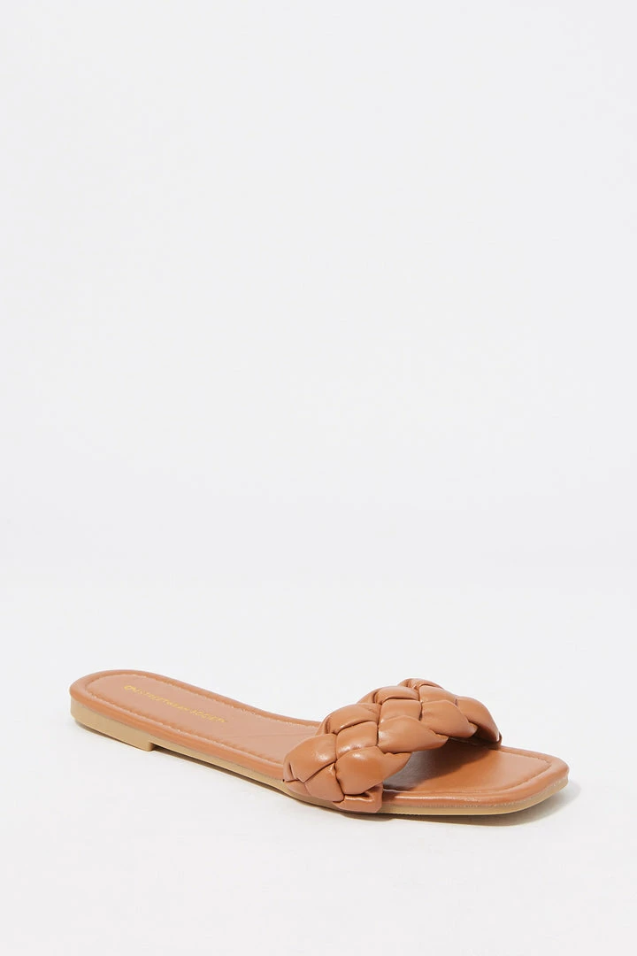 Stitches Ladies Sandals Faux-Leather Thick Woven Band Square Toe Sandal 12 Stitches Ladies Sandals Faux-Leather Thick Woven Band Square Toe Sandal