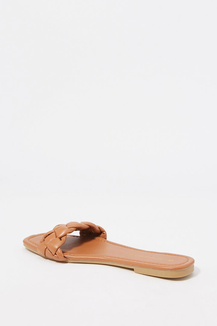 Stitches Ladies Sandals Faux-Leather Thick Woven Band Square Toe Sandal 13 Stitches Ladies Sandals Faux-Leather Thick Woven Band Square Toe Sandal