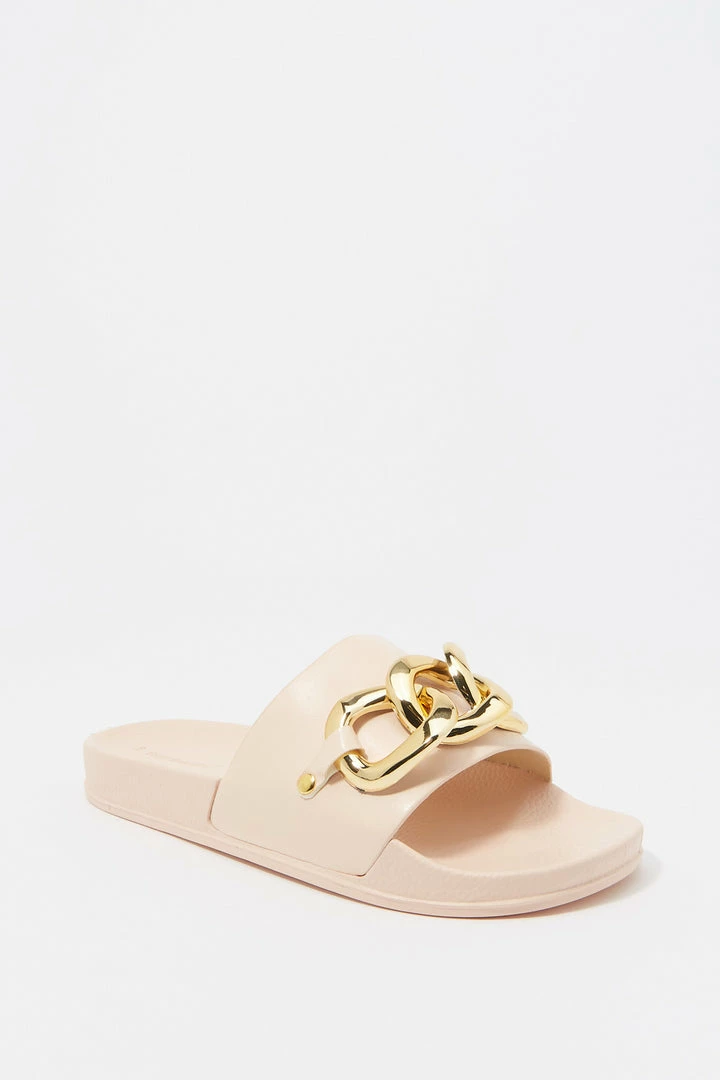 Stitches Ladies Sandals Large Chain Band Slide-On Platform Sandal 12 Stitches Ladies Sandals Large Chain Band Slide-On Platform Sandal