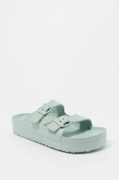 Stitches Ladies Sandals Double Buckle Platform Sole Slide-On Sandal