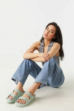 Stitches Ladies Sandals Double Buckle Platform Sole Slide-On Sandal