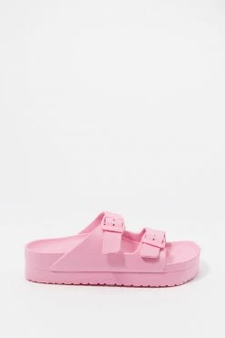 Stitches Ladies Sandals Double Buckle Platform Sole Slide-On Sandal