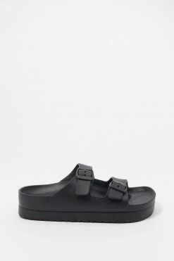 Stitches Ladies Sandals Double Buckle Platform Sole Slide-On Sandal