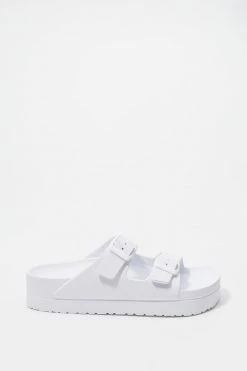 Stitches Ladies Sandals Double Buckle Platform Sole Slide-On Sandal