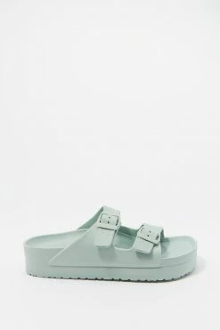 Stitches Ladies Sandals Double Buckle Platform Sole Slide-On Sandal