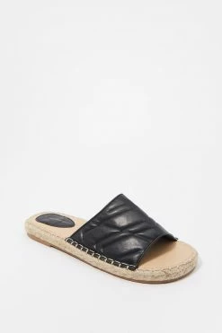 Stitches Ladies Faux-Leather Quilted Band Rope Slip-On Sandal Sandals