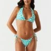 Stitches Ladies Side Tie Green Checkered Brazilian Bikini Bottom Sets