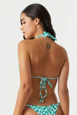 Stitches Ladies Side Tie Green Checkered Brazilian Bikini Bottom Sets 5 Stitches Ladies Side Tie Green Checkered Brazilian Bikini Bottom Sets