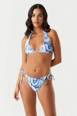 Stitches Ladies Side Tie Blue Marble Brazilian Bikini Bottom