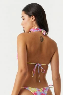 Stitches Ladies Side Tie Large Pink Floral Brazilian Bikini Bottom Swimwear