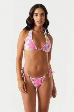 Stitches Ladies Side Tie Large Pink Floral Brazilian Bikini Bottom Swimwear