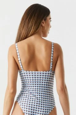 Stitches Ladies Swimwear Circle Print Ruched Top One Piece Swimsuit 5 Stitches Ladies Swimwear Circle Print Ruched Top One Piece Swimsuit