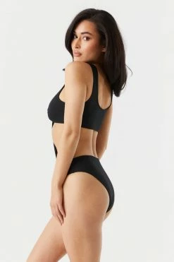 Stitches Ladies Ribbed O-Ring Cut-Out One Piece Swimsuit Swimwear