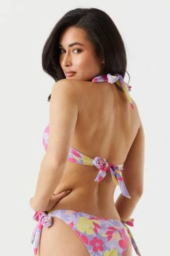 Stitches Ladies Sets Pink Floral Print Self-Tie Sweetheart Halter Bikini Top 5 Stitches Ladies Sets Pink Floral Print Self-Tie Sweetheart Halter Bikini Top