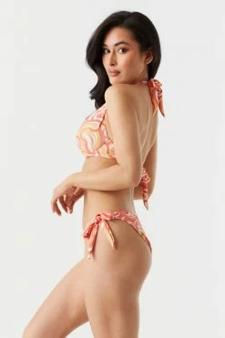 Stitches Ladies Sets Retro Print Self-Tie Side Bikini Bottom
