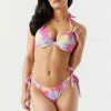 Stitches Ladies Pink Floral Print Self-Tie Side Bikini Bottom