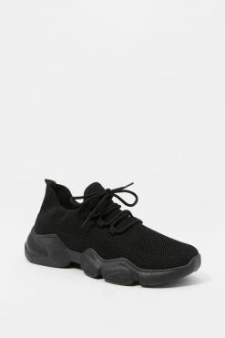 Stitches Ladies Lace-Up Chunky Bubble Sole Knit Sneaker Sneakers