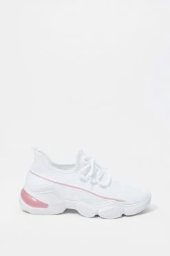 Stitches Ladies Lace-Up Chunky Bubble Sole Knit Sneaker Sneakers