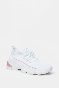 Stitches Ladies Lace-Up Chunky Bubble Sole Knit Sneaker Sneakers