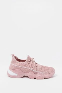 Stitches Ladies Lace-Up Chunky Bubble Sole Knit Sneaker Sneakers