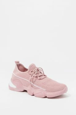 Stitches Ladies Lace-Up Chunky Bubble Sole Knit Sneaker Sneakers