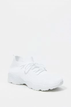 Stitches Ladies Sneakers Lace-Up Chunky Sole Knit Sneaker