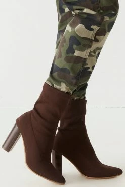 Stitches Ladies Knit High Block Heel Boot