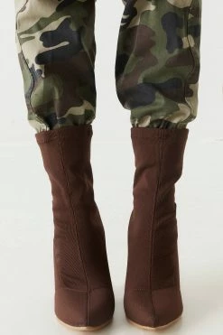 Stitches Ladies Knit High Block Heel Boot