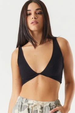 Stitches Ladies Seamless Ribbed V-Neck Twist Front Bralette Tank