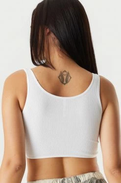 Stitches Ladies Seamless Ribbed V-Neck Twist Front Bralette Tank