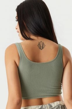 Stitches Ladies Seamless Ribbed V-Neck Twist Front Bralette Tank