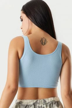 Stitches Ladies Seamless Ribbed V-Neck Twist Front Bralette Tank