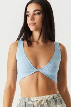 Stitches Ladies Seamless Ribbed V-Neck Twist Front Bralette Tank