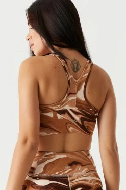 Stitches Ladies Active Printed V-Neck Cinched Front Sleeveless Tank