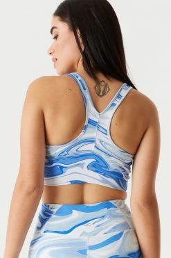 Stitches Ladies Active Printed V-Neck Cinched Front Sleeveless Tank