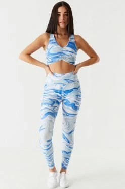 Stitches Ladies Active Printed V-Neck Cinched Front Sleeveless Tank