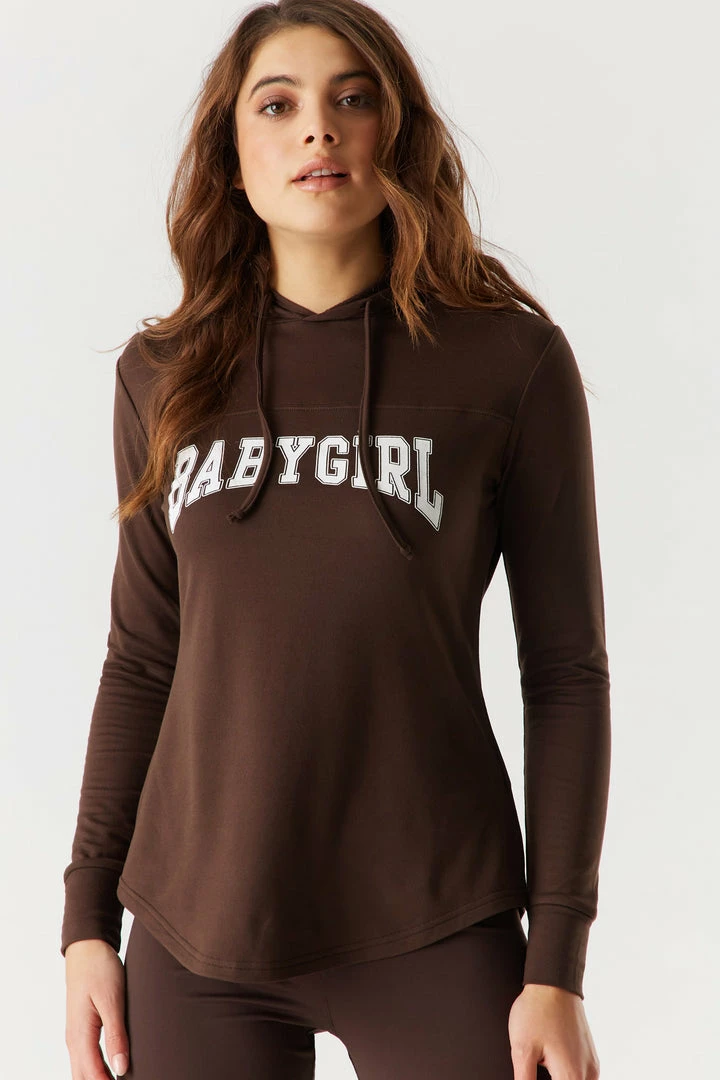 Stitches Ladies Soft Graphic Babygirl Hooded Long Sleeve Top 1 Stitches Ladies Soft Graphic Babygirl Hooded Long Sleeve Top