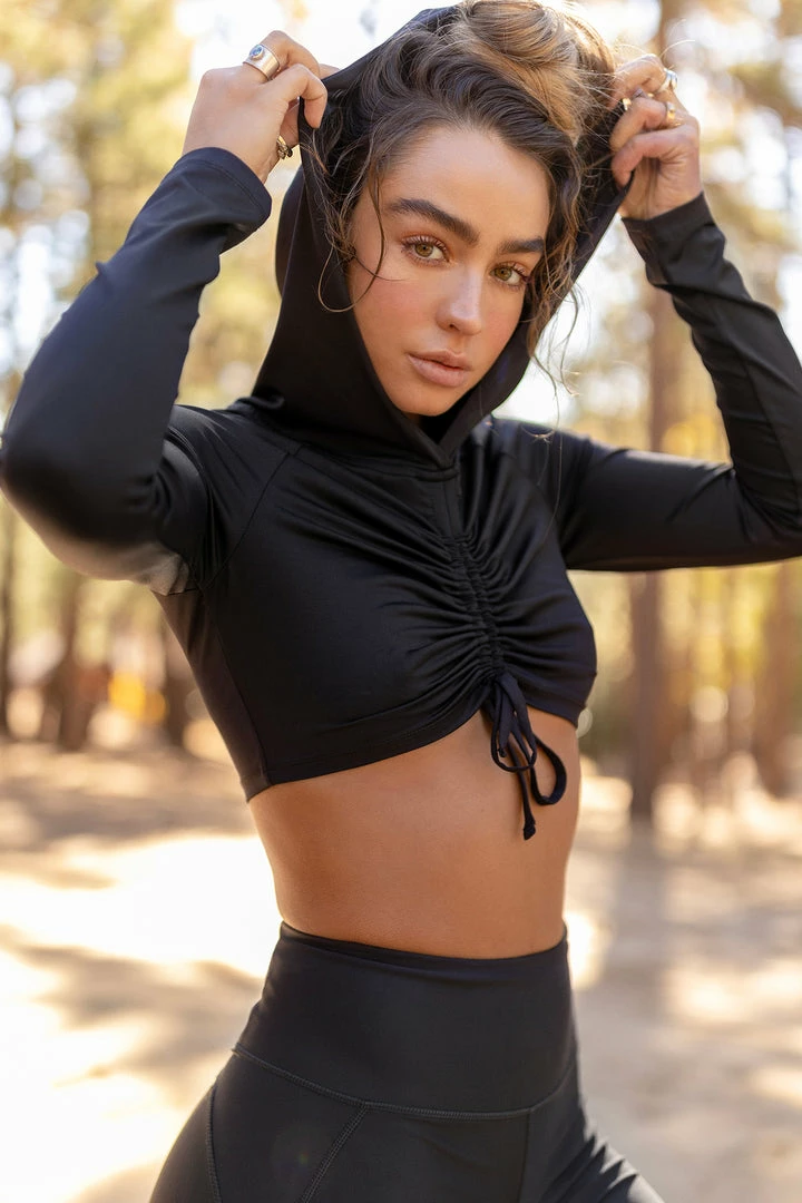 Stitches Ladies Sommer Ray Ruched Front Cropped Hoodie 8 Stitches Ladies Sommer Ray Ruched Front Cropped Hoodie