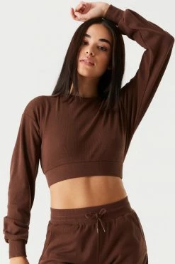 Stitches Ladies Tops Ribbed Crew Neck Cropped Top