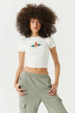 Stitches Ladies Tops Soft Baby Girl Angel Heart Graphic Cropped T-Shirt